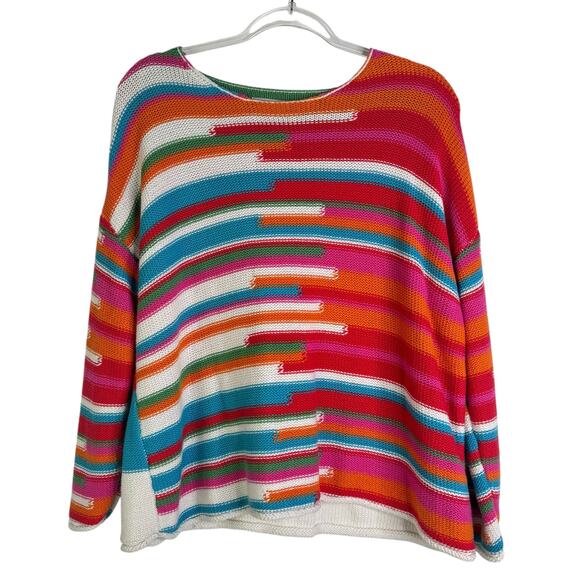 Zaket & Plover 100% Cotton Multicolor Striped Knit Sweater Colorful Small - Picture 1 of 14